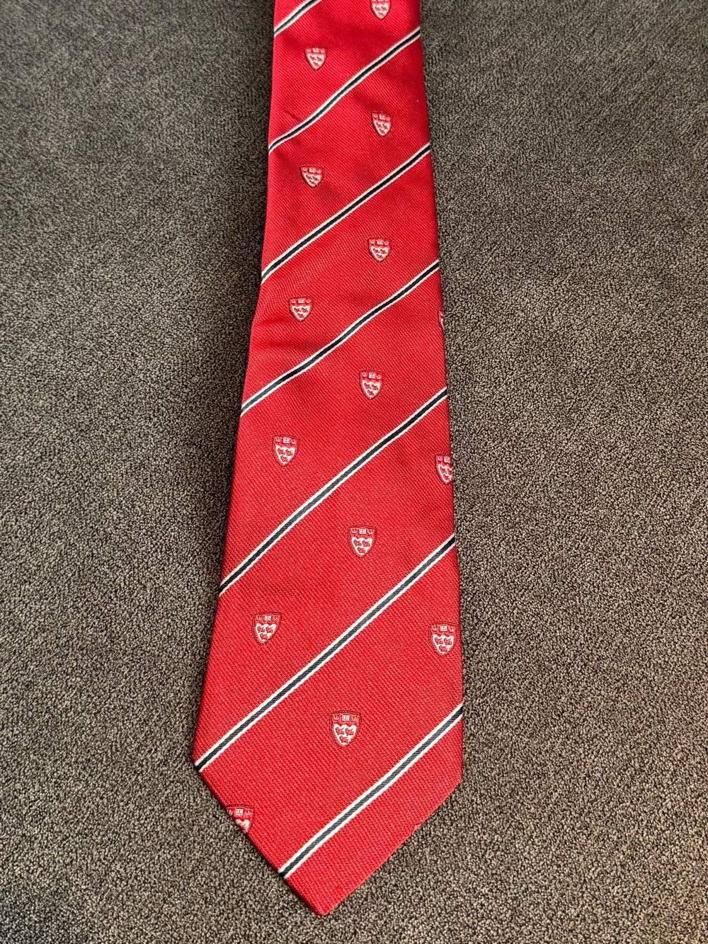 Braemore Men's 100% Silk Striped Tie Red White Blue Woven Pointed 60” in Length